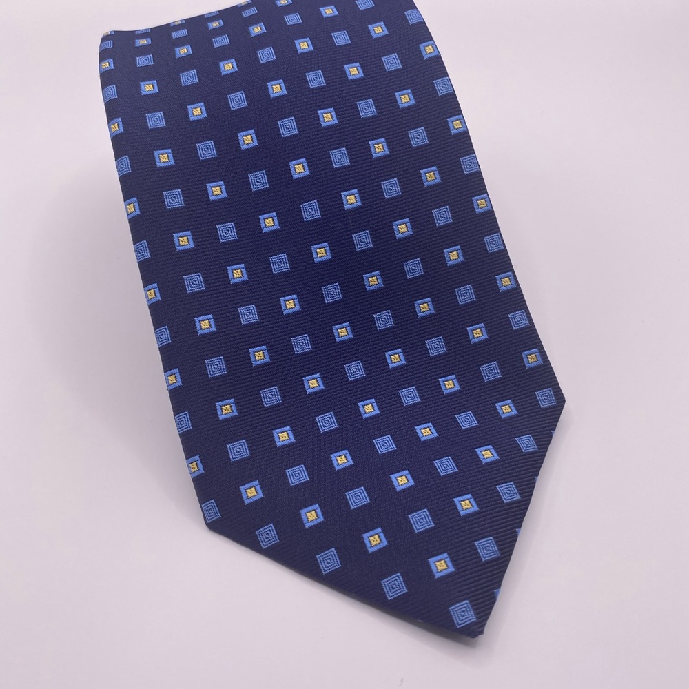 Brooks Brothers Navy and Light Blue Geometric Tie